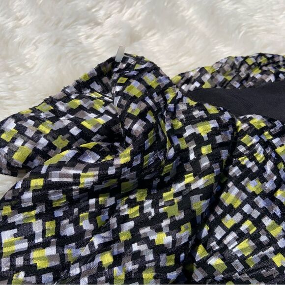 Sz Large Spaghetti Strap Black Lime Yellow Printed Alice + Olivia Top - Picture 9 of 10